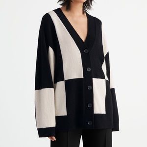 & Other Stories Oversized Colorblock Cardigan in Black & White, Size S